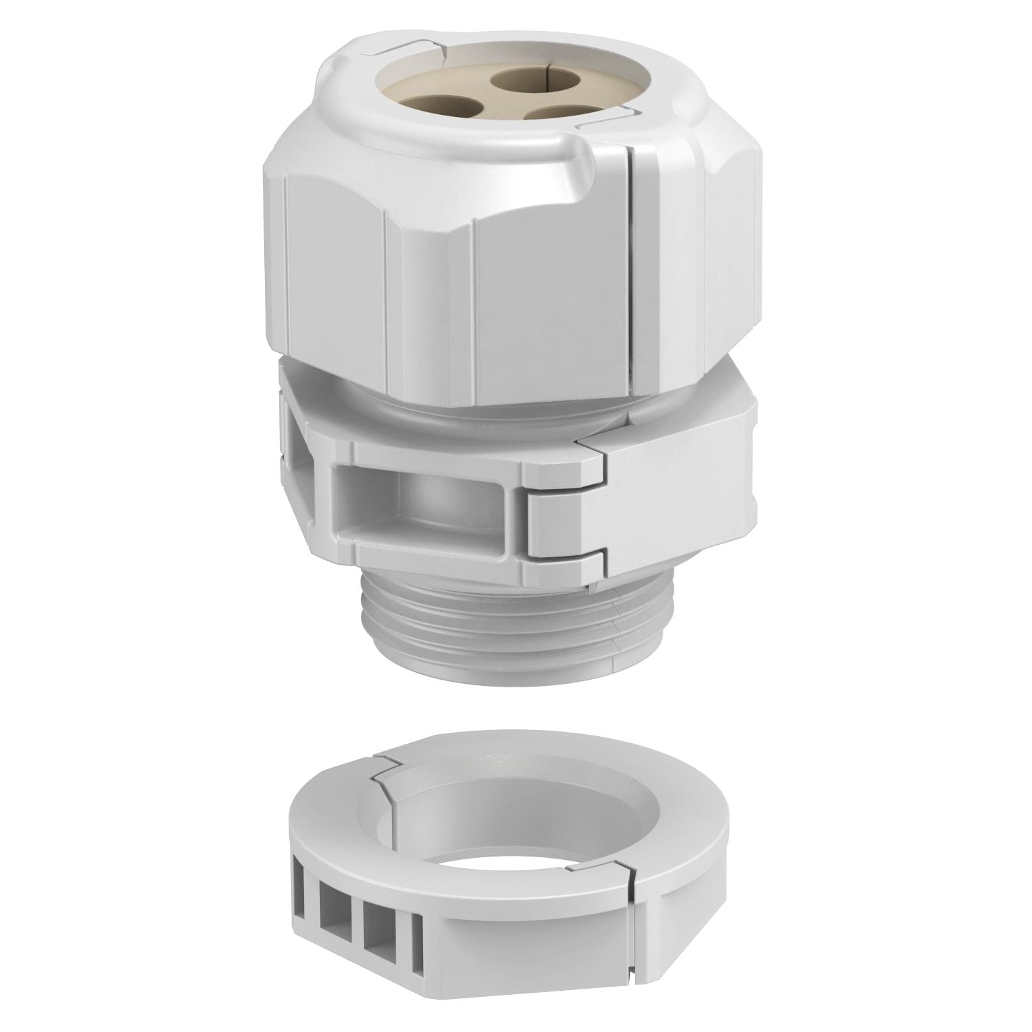 OBO BETTERMANN - Pressacavo separabile V-TEC TB25 3X9, Inserto tenuta multiplo M25 in Policarbonato grigio chiaro.