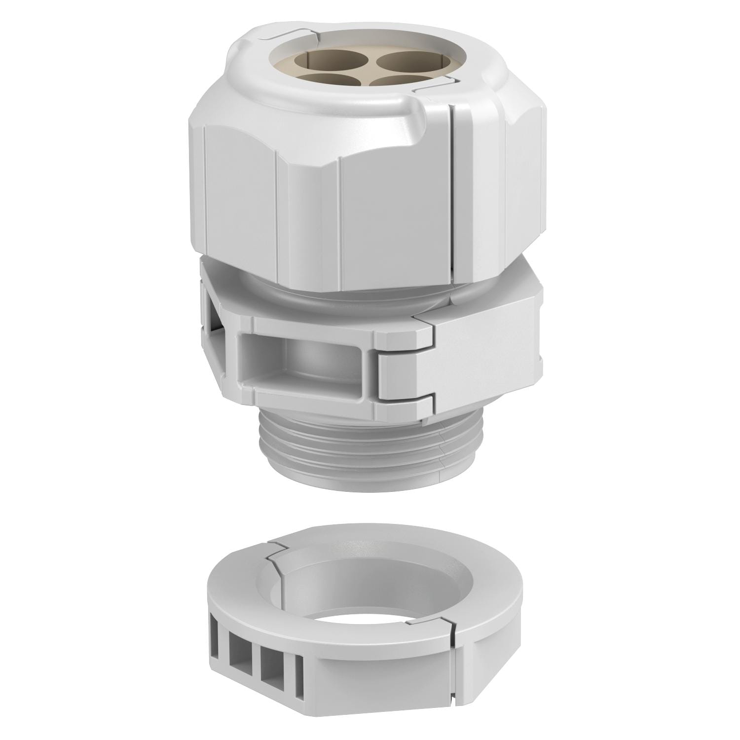 OBO BETTERMANN - V-Tec TB25 4x8 Pressacavo separabile Inserto tenuta multiplo M25 Policarbonato grigio chiaro.
