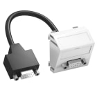 OBO BETTERMANN - Supporto multim., D-Sub9 con cavo, presa-presa 45x45mm in Policarbonato bianco RAL 9010.