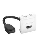 OBO BETTERMANN - Supporto multim., HDMI con cavo, presa-presa 45x45mm in Policarbonato bianco RAL 9010 MTG-HD F RW1.