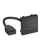 OBO BETTERMANN - Supporto multimediale HDMI con cavo, presa 45x45mm in policarbonato nero-grigio RAL 7021 MTG-HD F SWGR1.