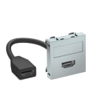 OBO BETTERMANN - Supporto multimediale HDMI con cavo, presa 45x45mm in policarbonato e alluminio laccato.