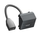 OBO BETTERMANN - Supporto multim., HDMI con cavo, presa-presa 45x45mm in policarbonato nero-grigio RAL 7021.