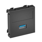 OBO BETTERMANN - Supporto multimediale USB 3.0 con collegamento a vite 45x45mm in policarbonato nero-grigio RAL 7021 MTG-U3A S SWGR1.