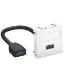 OBO BETTERMANN - MTG-U3A F RW1 Supporto Multimediale USB 3.0 con Cavo Bianco Policarbonato RAL 9010 45x45mm Presa-Presa
