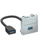 OBO BETTERMANN - Supporto multim., USB 3.0 A-A con cavo, presa-presa 45x45mm in policarbonato e alluminio laccato MTG-U3A F AL1.