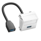 OBO BETTERMANN - Supporto multim., USB 3.0 A-A con cavo, presa-presa 45x45mm in Policarbonato bianco RAL 9010 MTS-U3A F RW1.