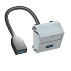 OBO BETTERMANN - Supporto multim., USB 3.0 A-A con cavo, presa-presa 45x45mm in policarbonato e alluminio laccato.