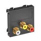 OBO BETTERMANN - Presa audio/video 3x accoppiamento, 45x45mm, policarbonato nero-grigio RAL 7021.