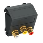 OBO BETTERMANN - Presa audio/video 3x accoppiamento, 45x45mm, policarbonato nero-grigio RAL 7021.