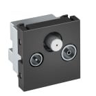 OBO BETTERMANN - Presa antenna singola, Radio-TV-SAT 45x45mm in Policarbonato nero-grigio RAL 7021.