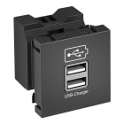 OBO BETTERMANN - MTG-2UC2.1 SWGR1 USB Charger 45x45mm 2,1A Charge Current Black-Grey Polycarbonate RAL 7021.