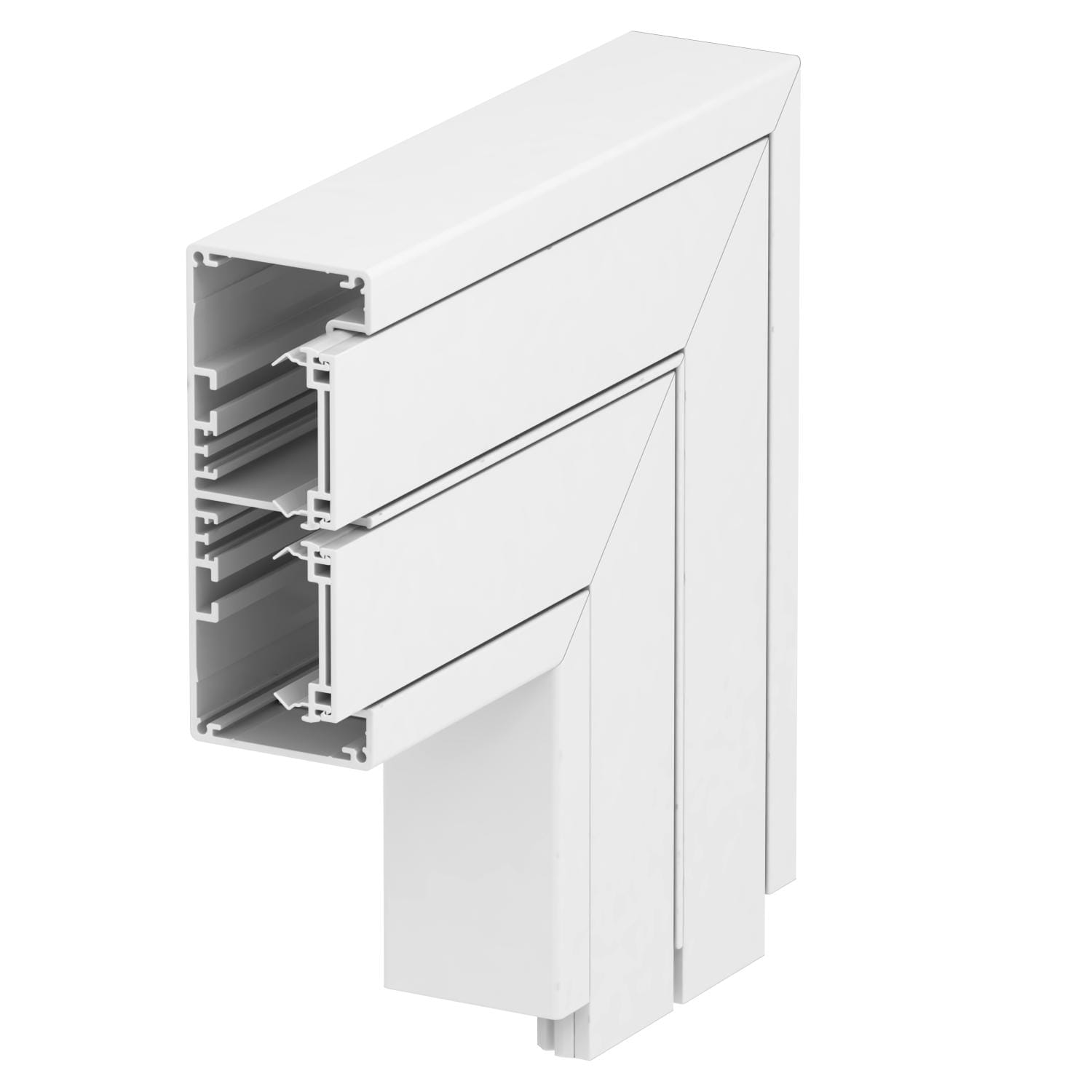 OBO BETTERMANN - Curva piana in alluminio rigido 53x130x225 bianco RAL 9010.