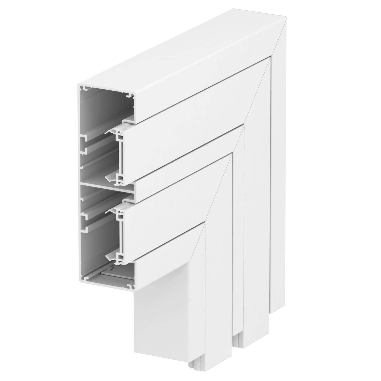 OBO BETTERMANN - Curva piana in alluminio rigido 53x165x250 bianco RAL 9010.
