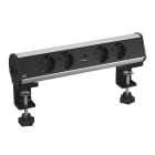 OBO BETTERMANN - Deskbox D4S 1C with fastening clamp 325x71x78 Anodized aluminum.