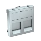 OBO BETTERMANN - Supporto presa dati 2x Tipo A, uscita dritta 45x45mm in policarbonato e alluminio laccato.