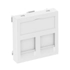 OBO BETTERMANN - Supporto presa dati 2x Tipo B, uscita dritta 45x45mm in Policarbonato bianco RAL 9010.