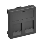 OBO BETTERMANN - Supporto presa dati 2x Tipo B, uscita dritta 45x45mm in Policarbonato nero-grigio RAL 7021.