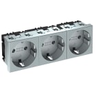 OBO BETTERMANN - Std-D0 Al3 Schuko 0, Tripla Contatto Protettivo 250V 10/16A Policarbonato Alluminio Laccato.