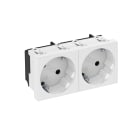 OBO BETTERMANN - Schuko 33 gradi, doppia presa protetta 250V, 10/16A in policarbonato bianco RAL 9010.