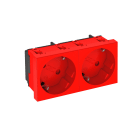 OBO BETTERMANN - SRO2 Schuko 33° doppia contatto protettivo 250V 10/16A in policarbonato rosso segnale RAL 3001.