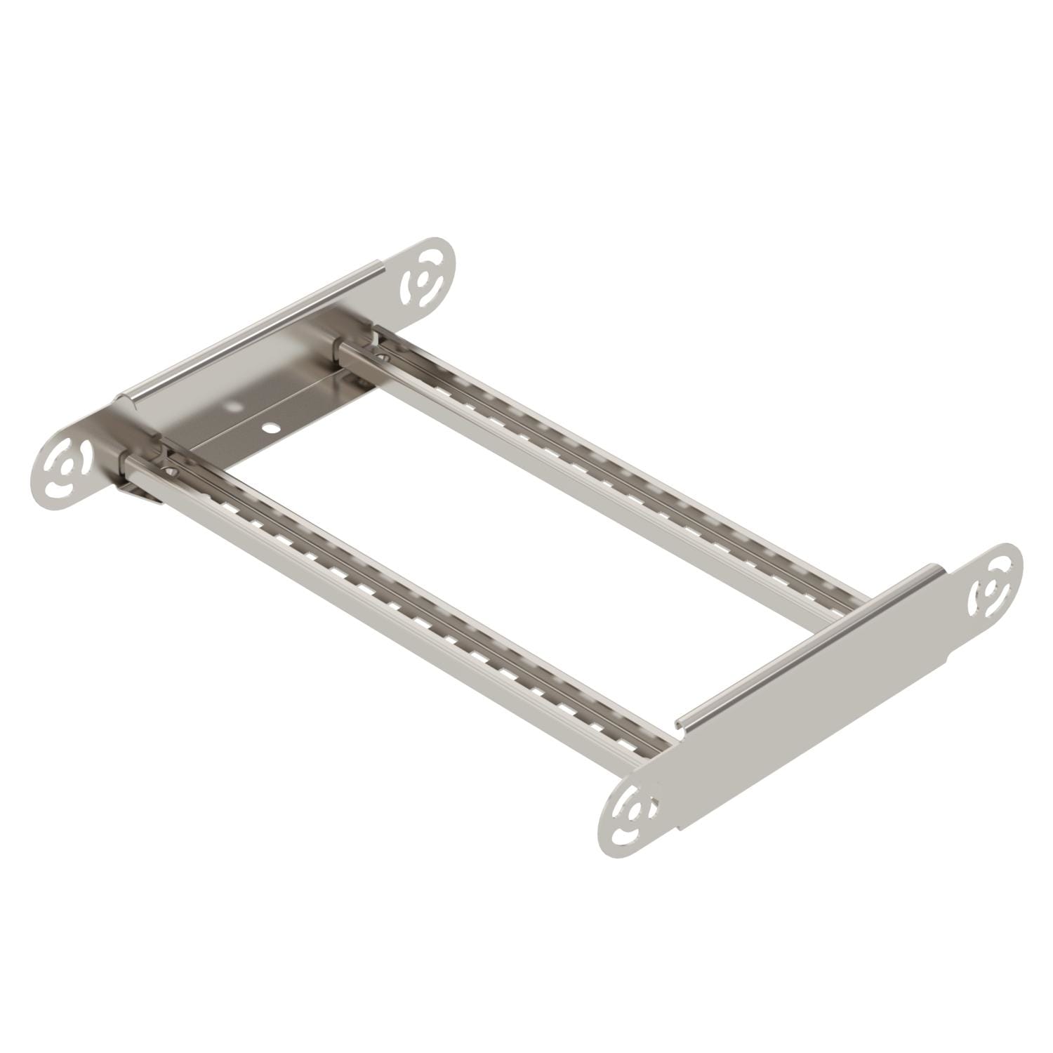 OBO BETTERMANN - Elemento curva regolabile per passerella scaletta 60x400 in acciaio inox A2 1.4301 non trattato, con possibilità di ulteriore trattamento.