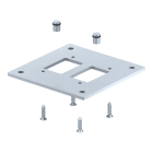 OBO BETTERMANN - Flangia da pavimento per colonna industriale ISS 250x250x8mm Acciaio zincato in continuo/plastificato bianco alluminio RAL 9006.