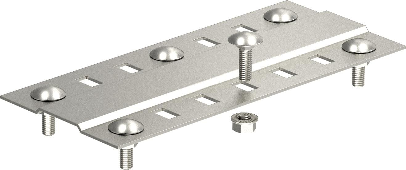 OBO BETTERMANN - Piastra di giunzione largo con 4 chiusure B400mm Acciaio INOX A2 1.4301 non trattato ulteriore trattamento SSLB 400 A2.