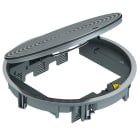 OBO BETTERMANN - Torretta scomparsa con coperchio strutturato Ø325x74 in alluminio pressofuso grigio ferro RAL 7011.