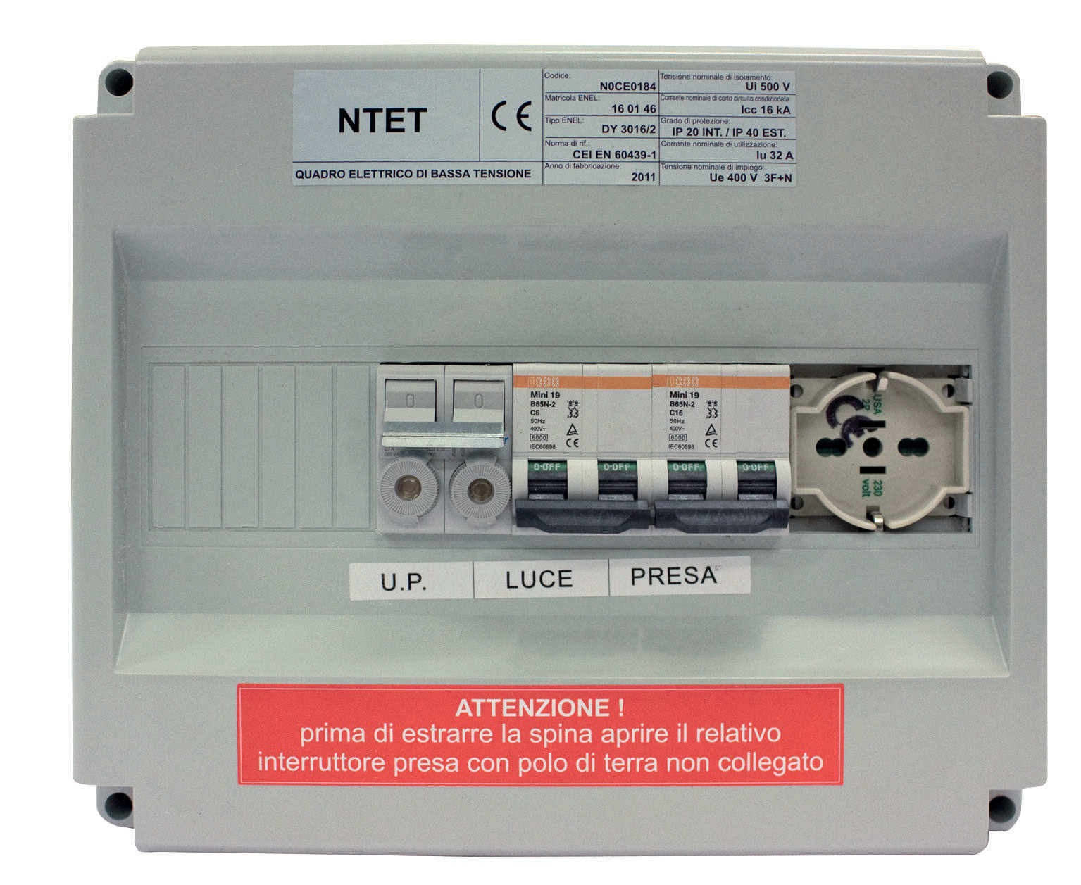 OEC - QUADRO AUSILIARO PER CABINA SENZA TRASF. Q160146W