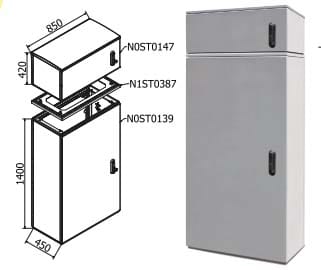 OEC - ARMADIO 850X1400X450 + SOPRAL. NO/SERRAT N0ST0162/W