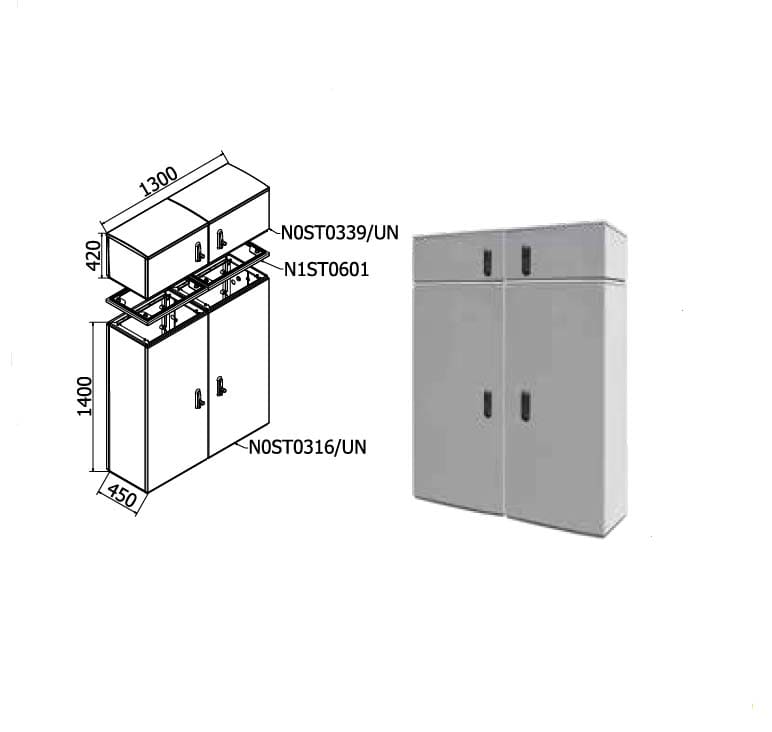 OEC - ARMADIO 1300X1400X450 VANO UNICO+SOPRALZ N0ST0317/UN