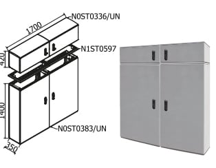 OEC - ARMADIO 850X1400X350 + SOPRALZO N0ST0374