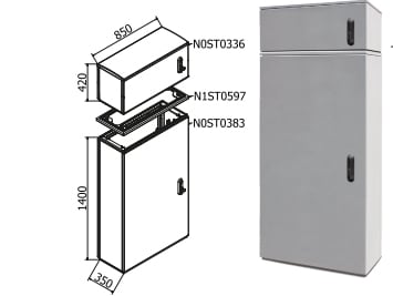 OEC - ARMADIO 850X1400X350 CON ZOCC.E SOPRALZO N0ST0375