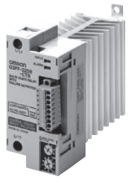 OMRON ELECTRONICS - Relè statico monofase G3PF con TA integrato, 2 uscite allarme per HB/HS, LED, zero crossing, carico: 25A/200...480 Vc.a., terminali a molla, guida DIN