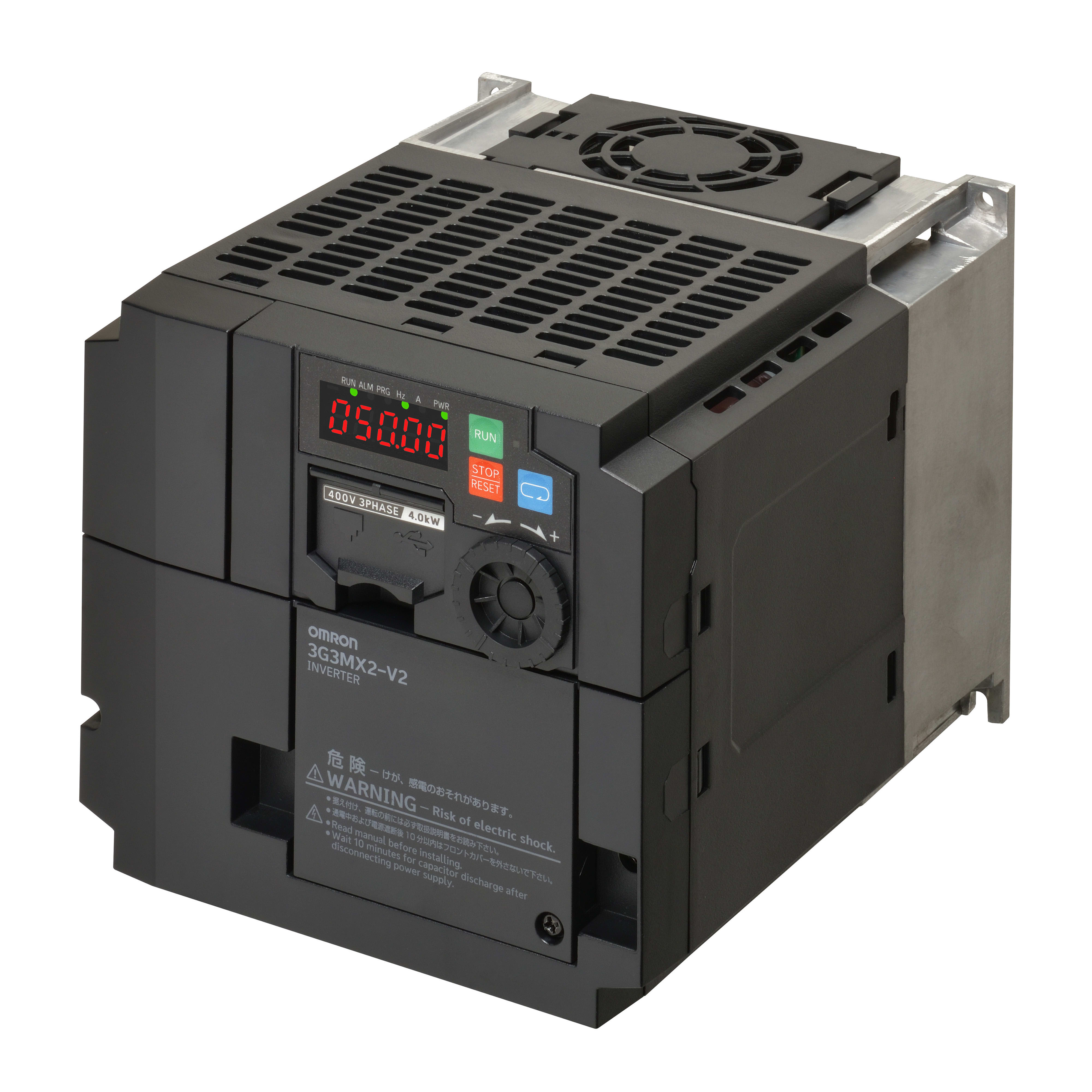 OMRON ELECTRONICS - Inverter MX2, 400 Vc.a. trifase, 4,0/5,5 kW (HD/ND), 9,2/11,1 A (HD/ND), controlli anello aperto, STO, max. freq. 580Hz