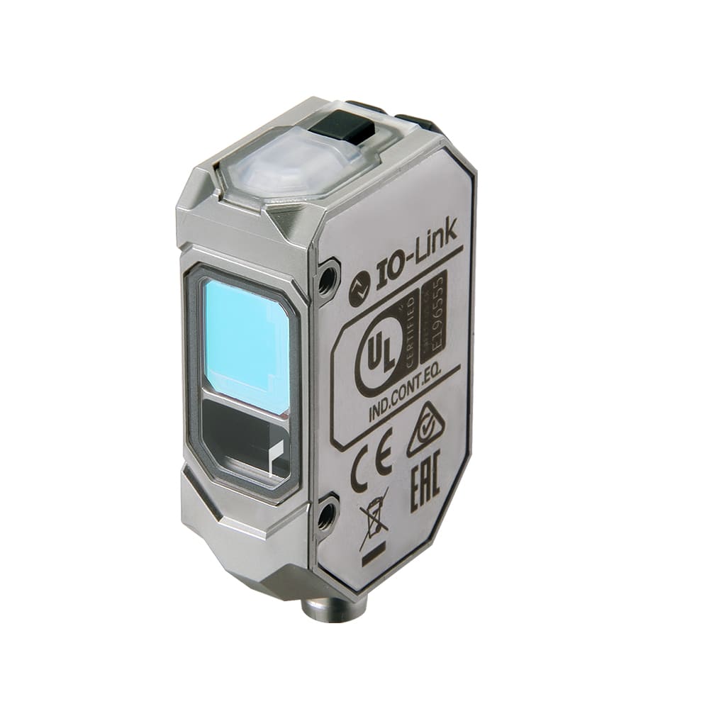 OMRON ELECTRONICS - Sensore fotoelettrico, acciaio inossidabile, laser rosso classe 1, soppressione dello sfondo, fascio spot, 35-500 mm, PNP, Light-ON / Dark-ON, IO-Link COM3, connettore M8 4 pin