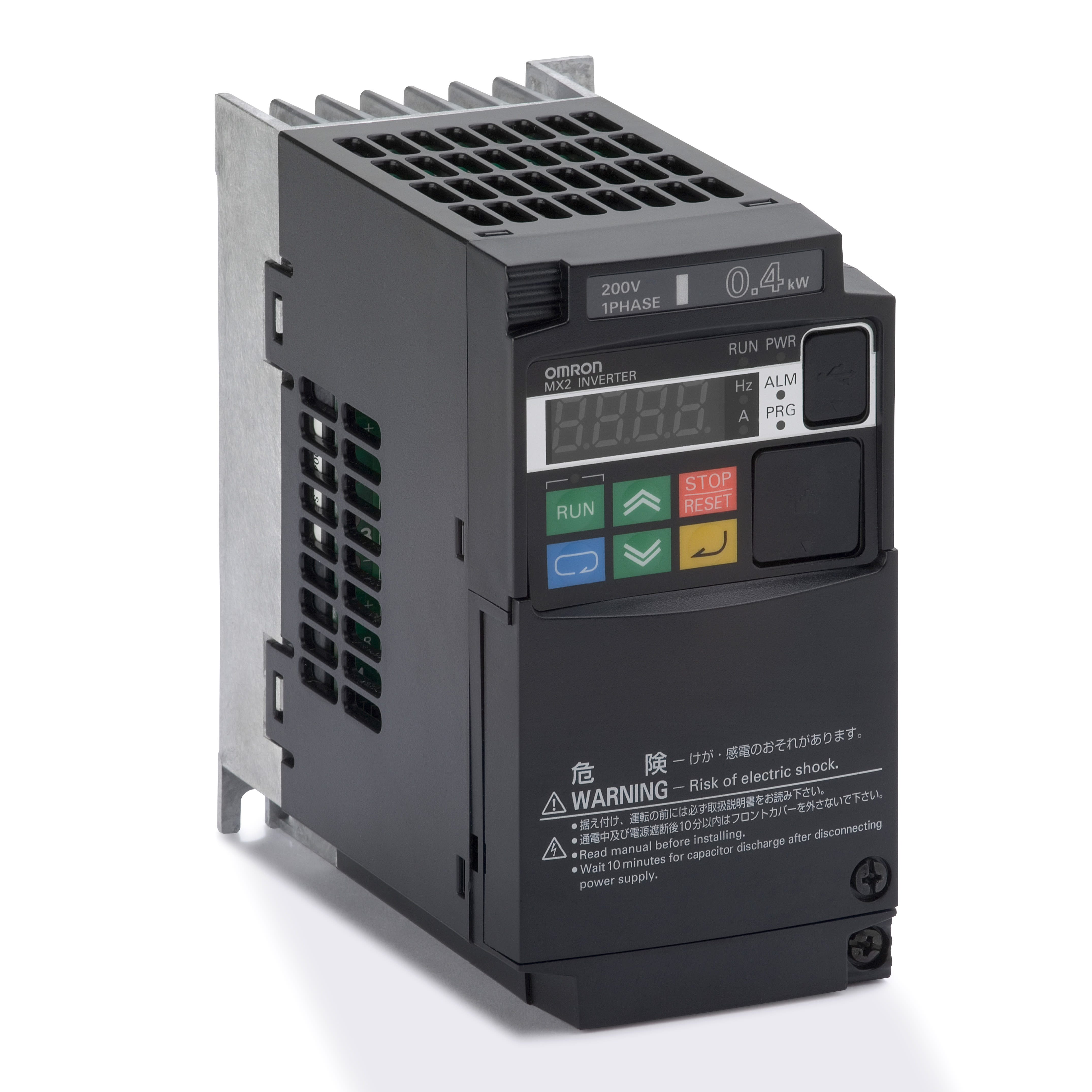 OMRON ELECTRONICS - Inverter MX2, 200Vc.a., monofase, 0,4/0,55kW, 3/3,5A, controlli anello aperto, max. freq. 580Hz. 3G3MX2AB004EQ1