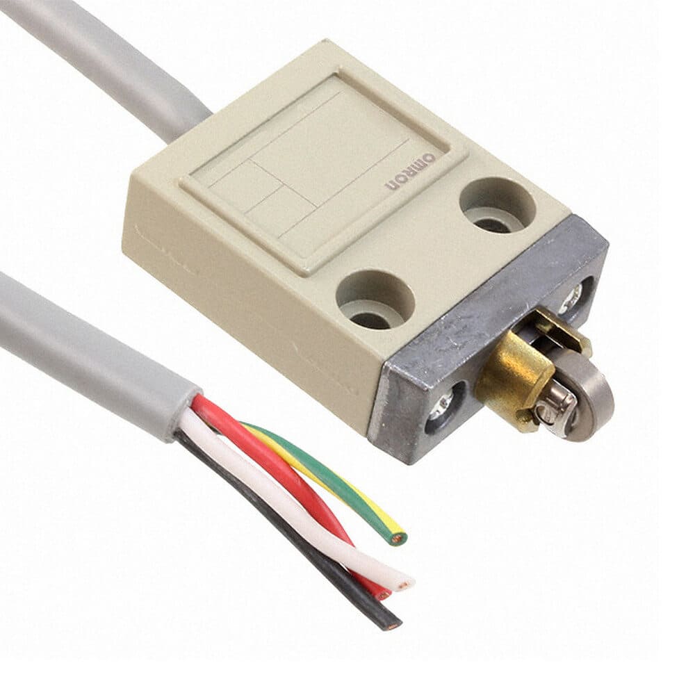 OMRON ELECTRONICS - Finecorsa con 1 contatto in scambio 5 A/250 V c.a., azionamento pulsante e rotella trasversale, IP67, cavo 3 m.