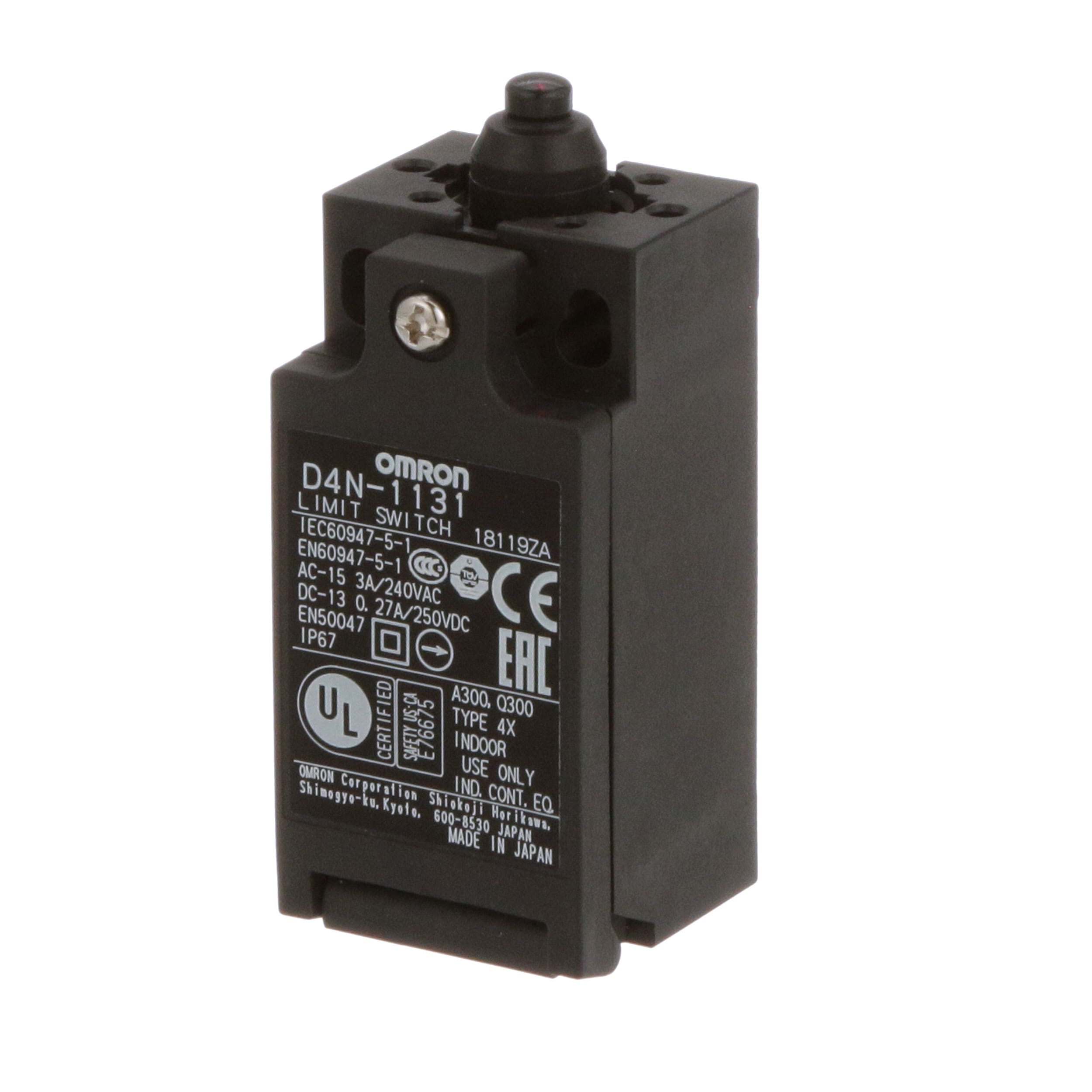 OMRON ELECTRONICS - Finecorsa meccanico, passacavo PG13.5, 1NO+1NC a scatto rapido, azionamento pulsante, IP67.