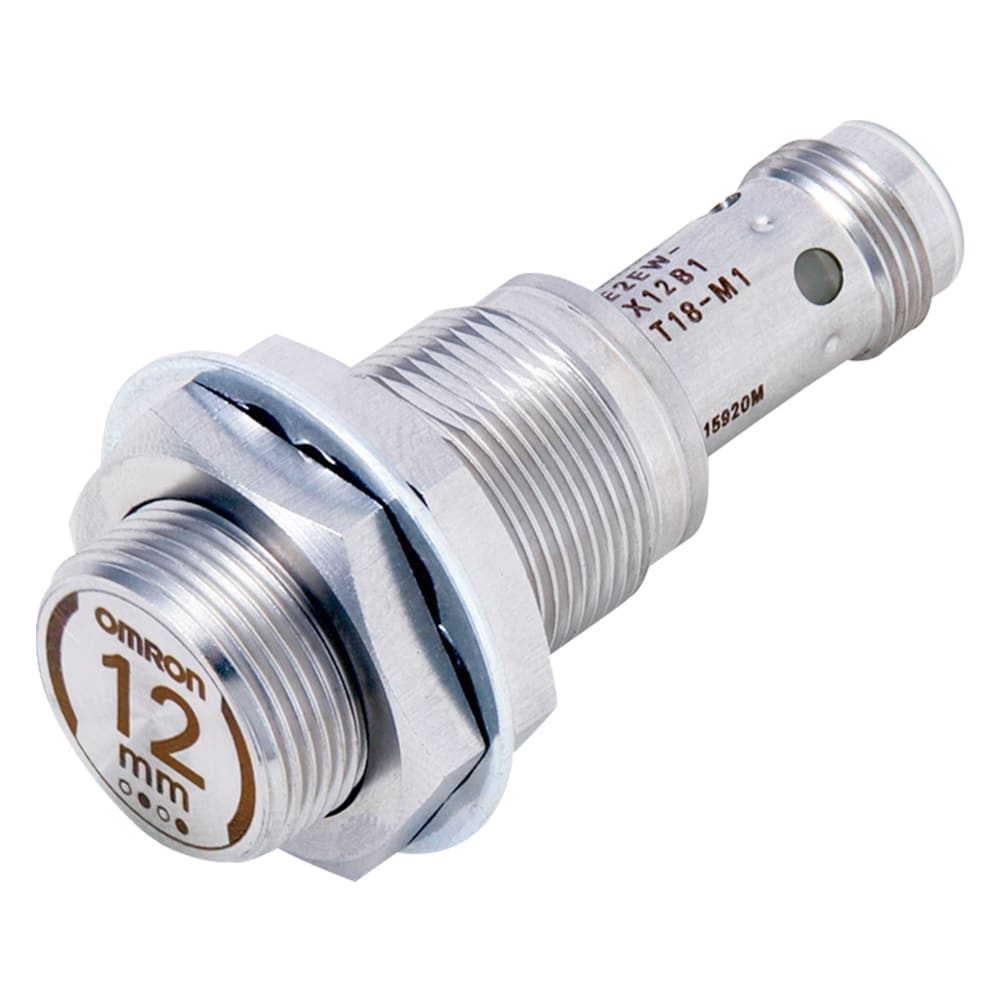 OMRON ELECTRONICS - Sensore di prossimità induttivo in acciaio inox 303, M18, schermato, 12 mm, CC, 3 fili, PNP NO+NC, IO-Link COM3, connettore M12. E2EWX12B3T18M1