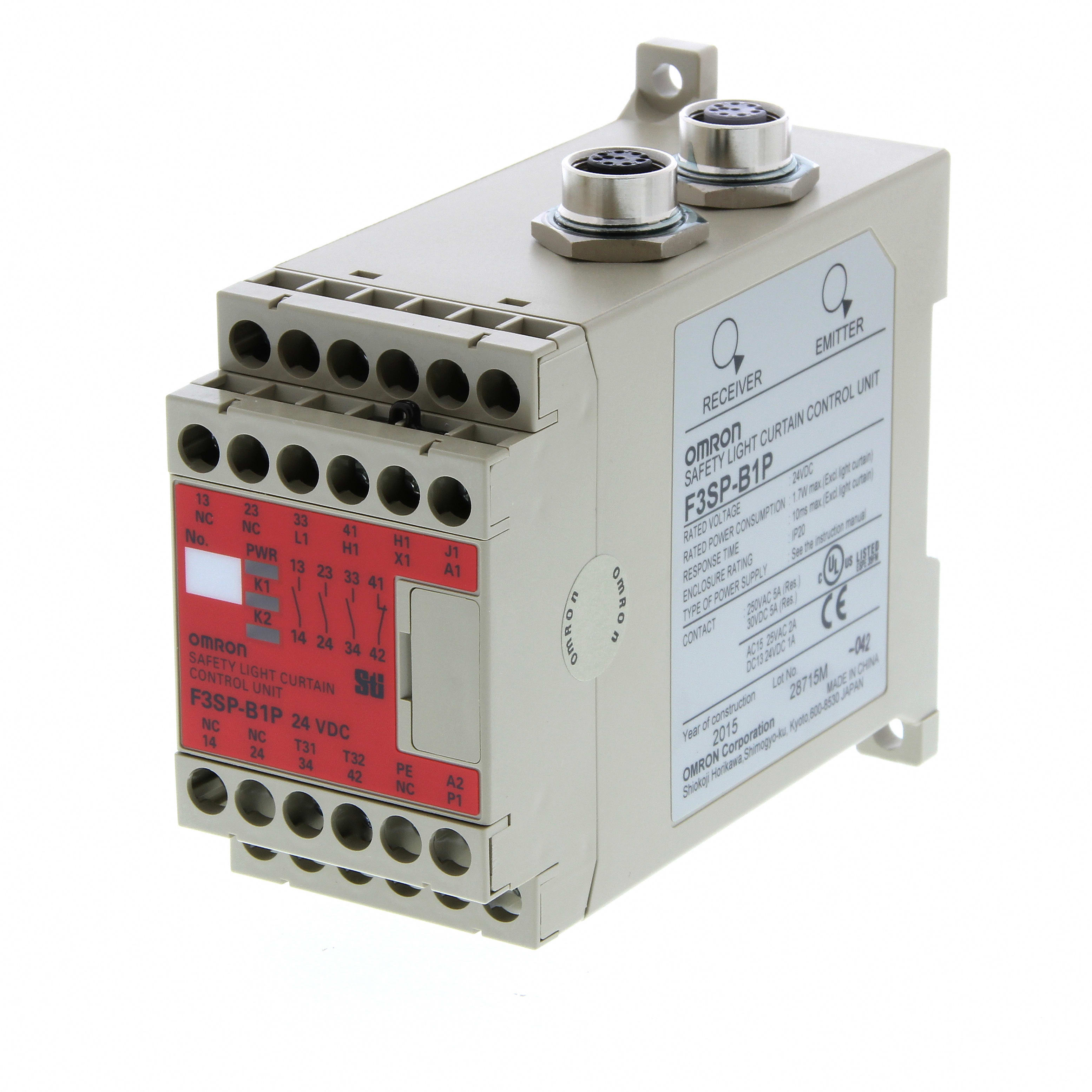 OMRON ELECTRONICS - Centralina e unità di controllo per F3SJ con connettori M12, 3NA + 1NC, compatibile con cavo a doppio connettore M12 F39-JC_B.