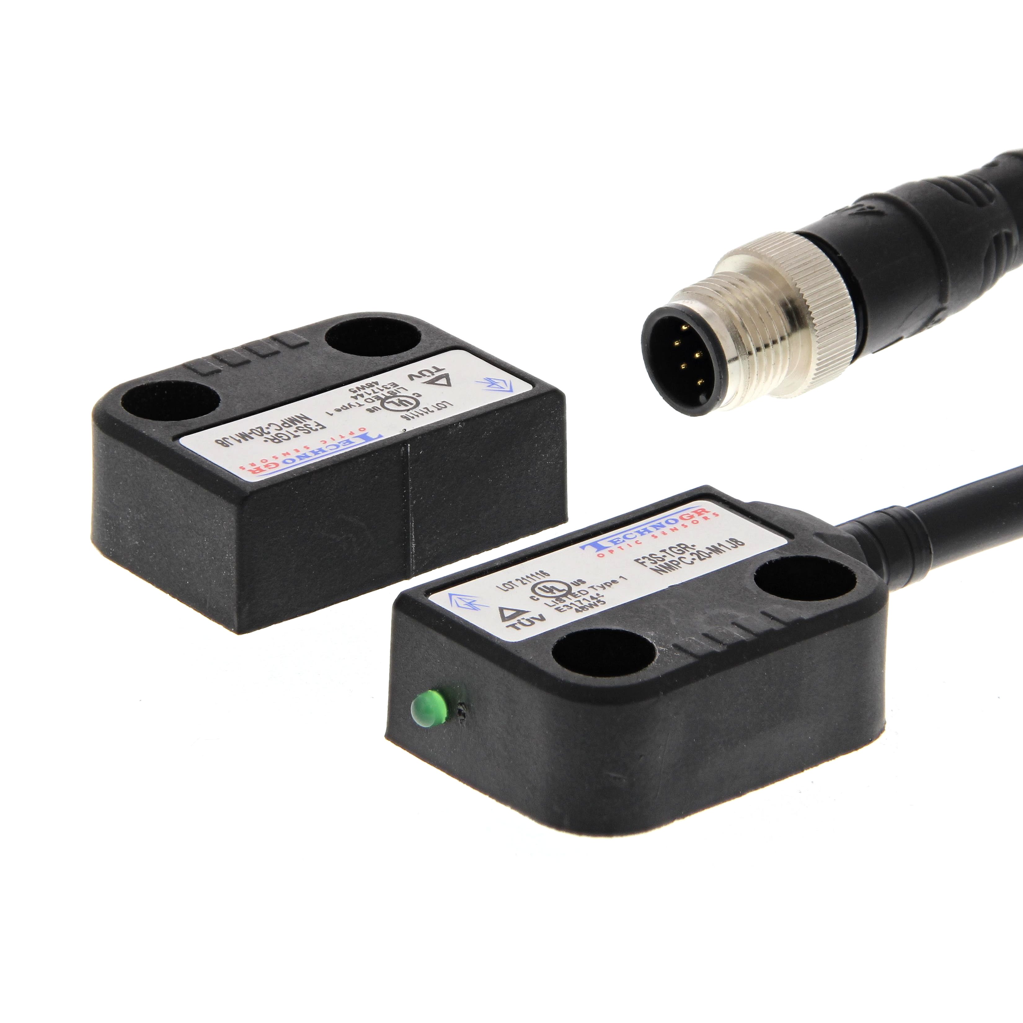 OMRON ELECTRONICS - Finecorsa senza contatto effetto Hall plastica miniatura 2NC connettore M12 cavo 250 mm 8 PIN IP67 F3STGRNMPC20M1J8