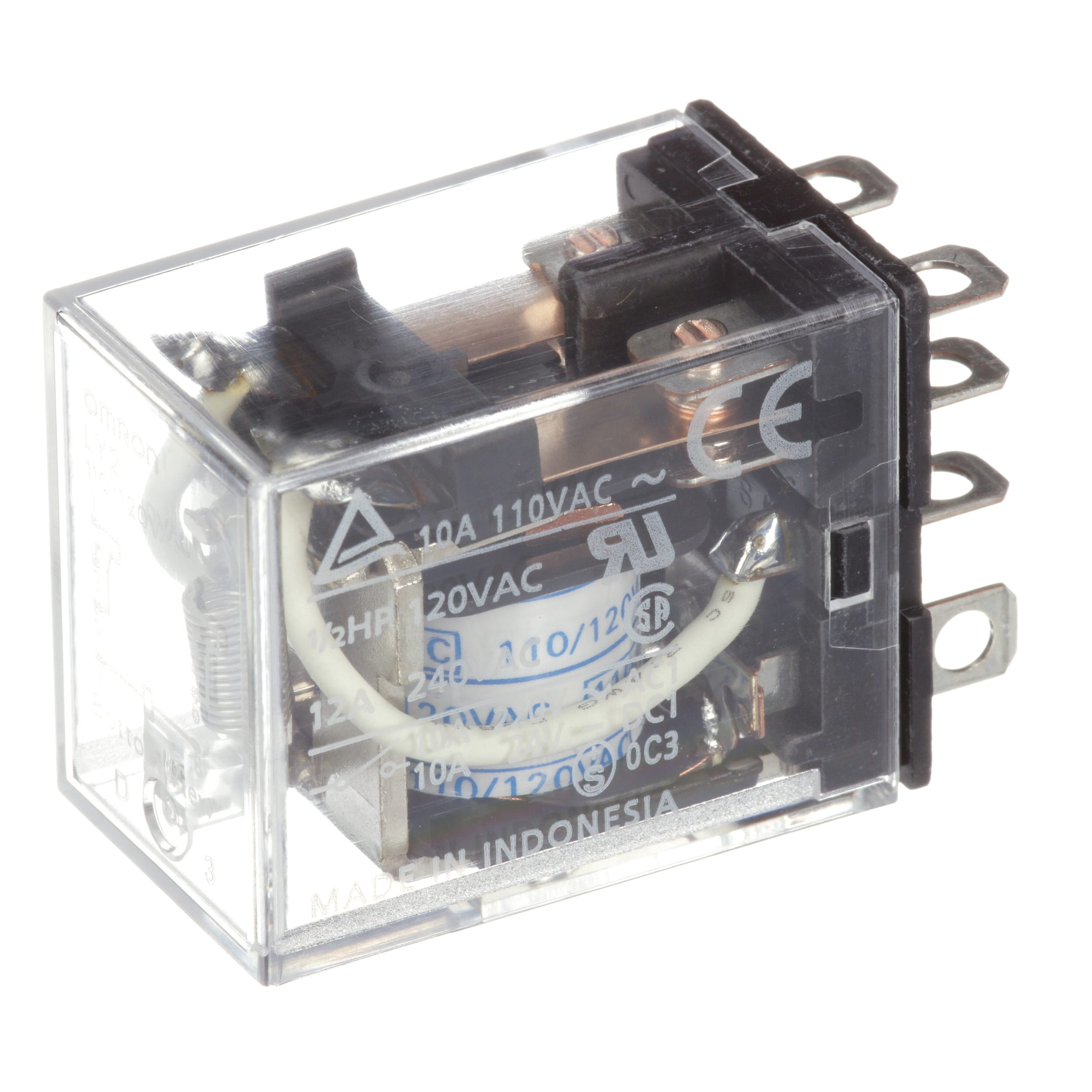 OMRON ELECTRONICS - rele 2 spdt 10 a 220 vca con 2 contatti in scambio e terminali ad innesto