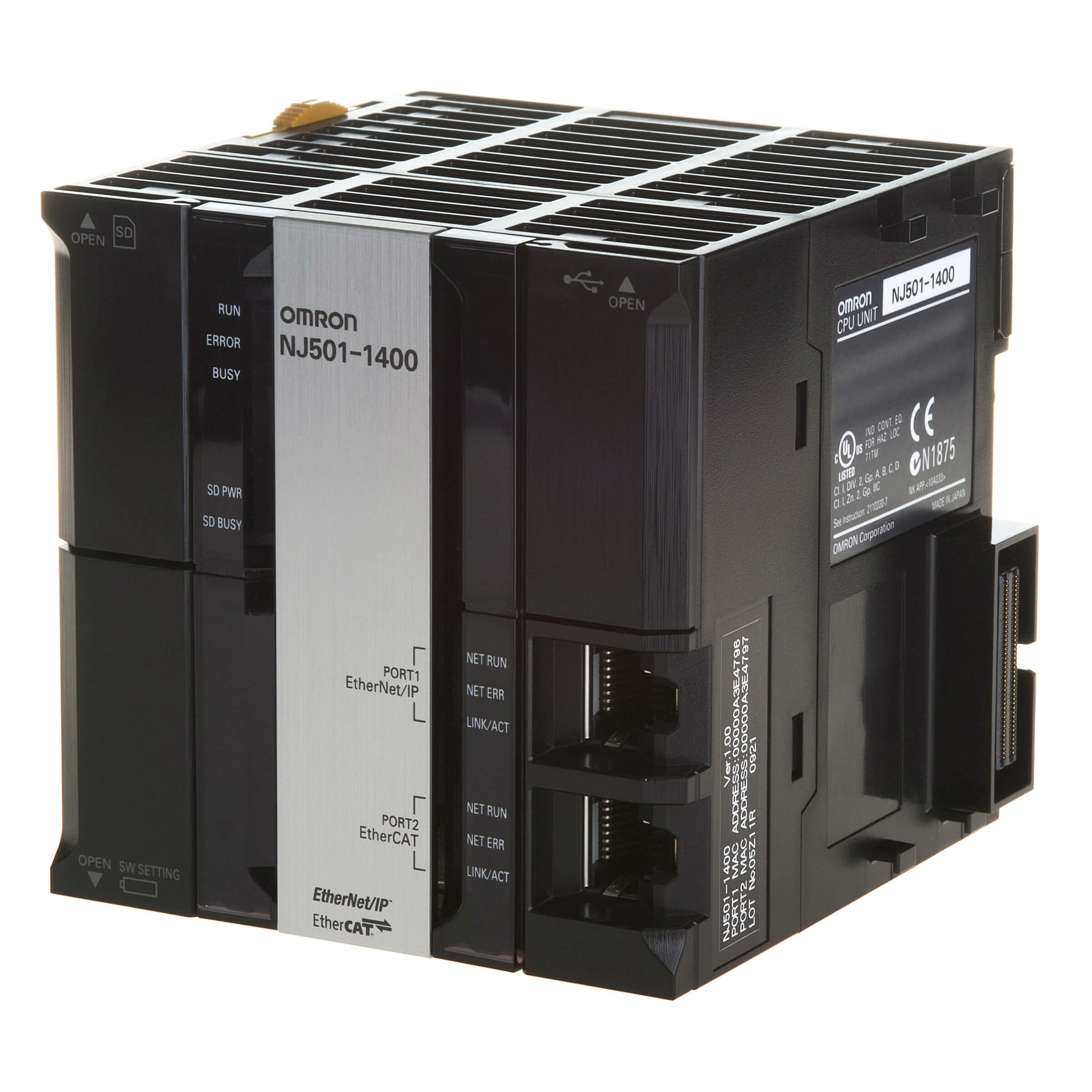 OMRON ELECTRONICS - Controllore NJ5 CPU Sysmac, 32 assi, PLC, EtherCAT, Ethernet/IP, OPC UA Server, Bus I/O CJ.