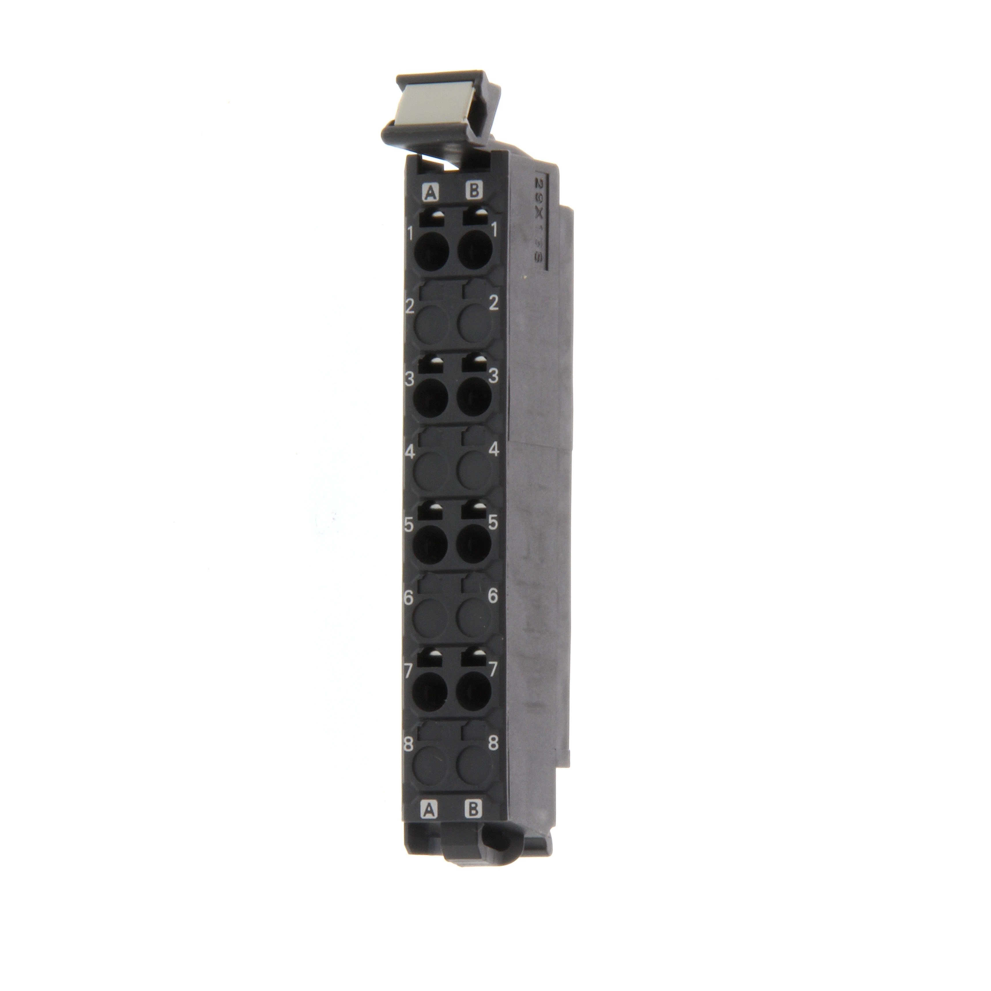 OMRON ELECTRONICS - Morsettiera ricambio serie NX con 8 terminali etichettati A+B, connettore frontale per PLC.