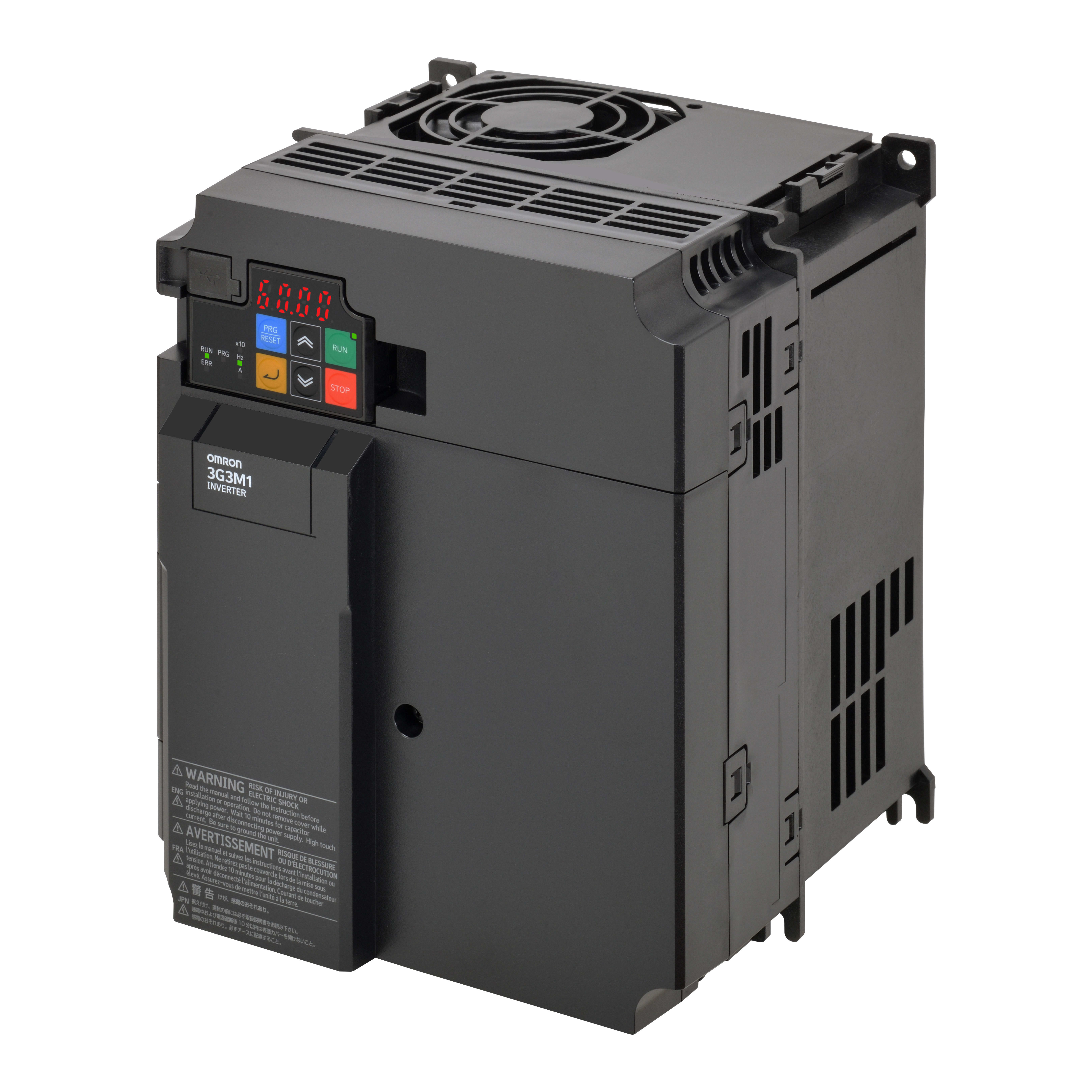 OMRON ELECTRONICS - Convertitore di frequenza M1, 5,5/7,5 kW (HD/ND), 14,8/17,5 A (HD/ND), 400 V CA, ingresso 3~, vettore sensorless, max. frequenza di uscita 590Hz