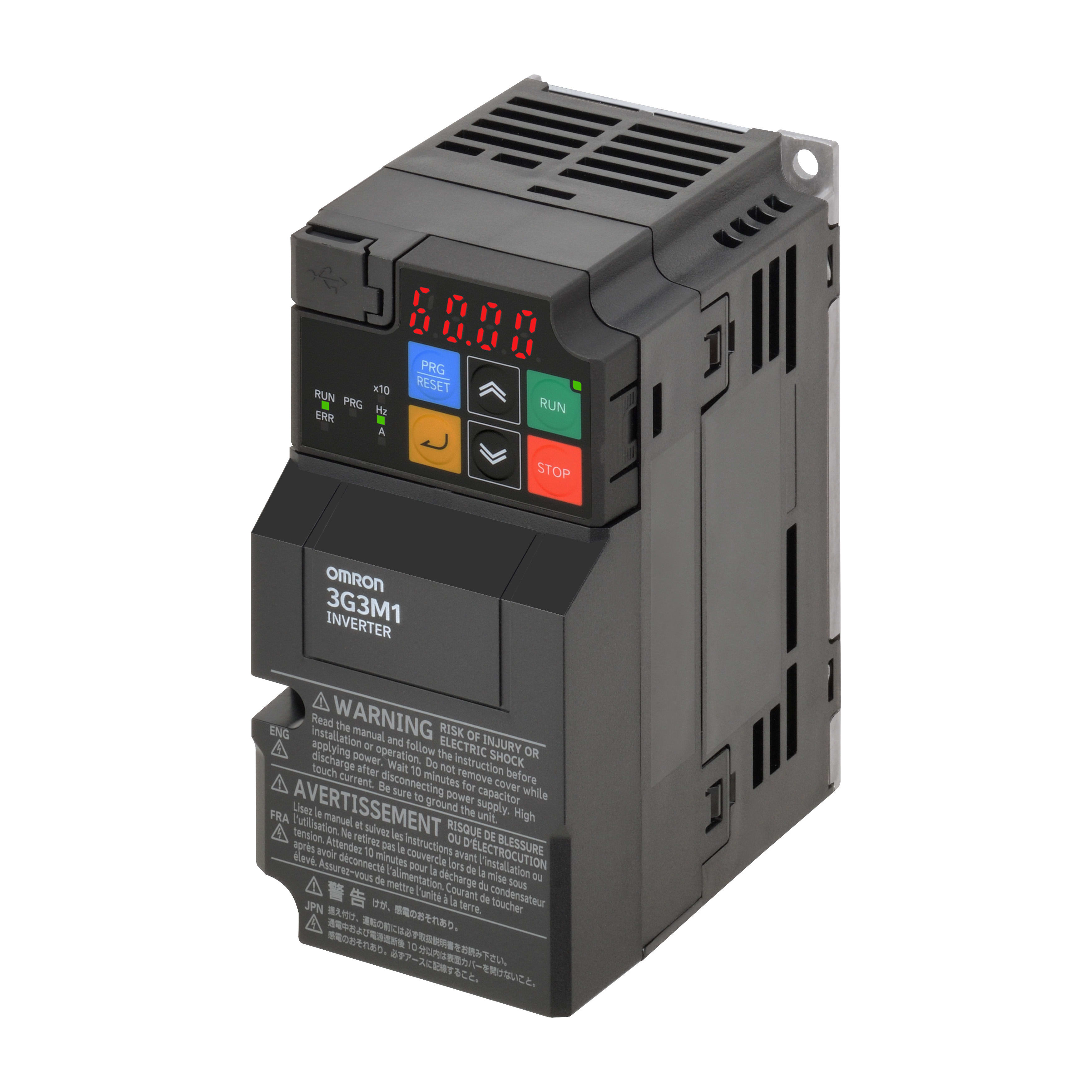 OMRON ELECTRONICS - Convertitore di frequenza M1, 0,2/0,4 kW (HD/ND), 1,6/1,9 A (HD/ND), 200 V CA, ingresso 1~, vettore sensorless, max. frequenza di uscita 590Hz