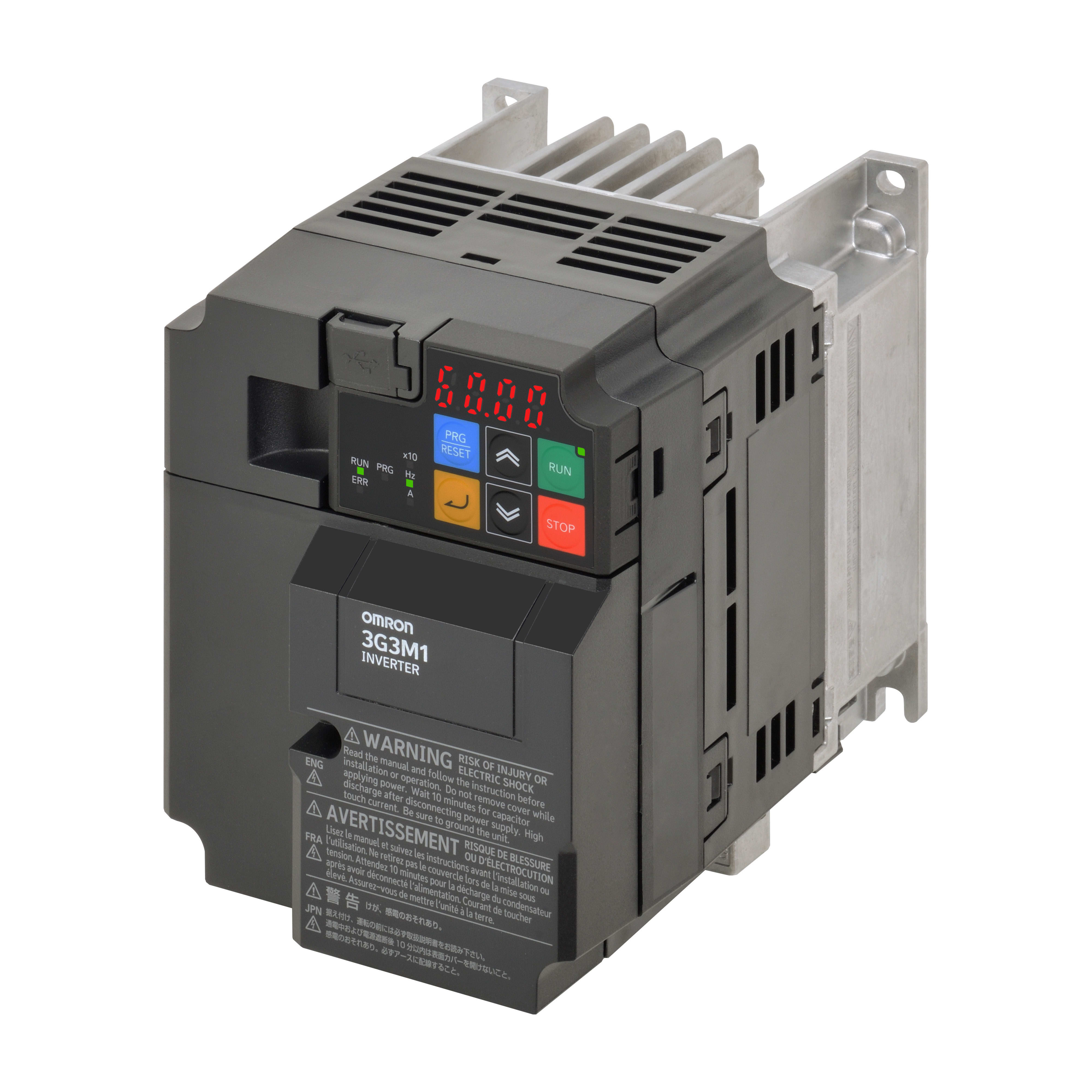 OMRON ELECTRONICS - Convertitore di frequenza M1, 1,5/2,2 kW (HD/ND), 8,0/9,6 A (HD/ND), 200 V CA, ingresso 1~, vettore sensorless, max. frequenza di uscita 590Hz