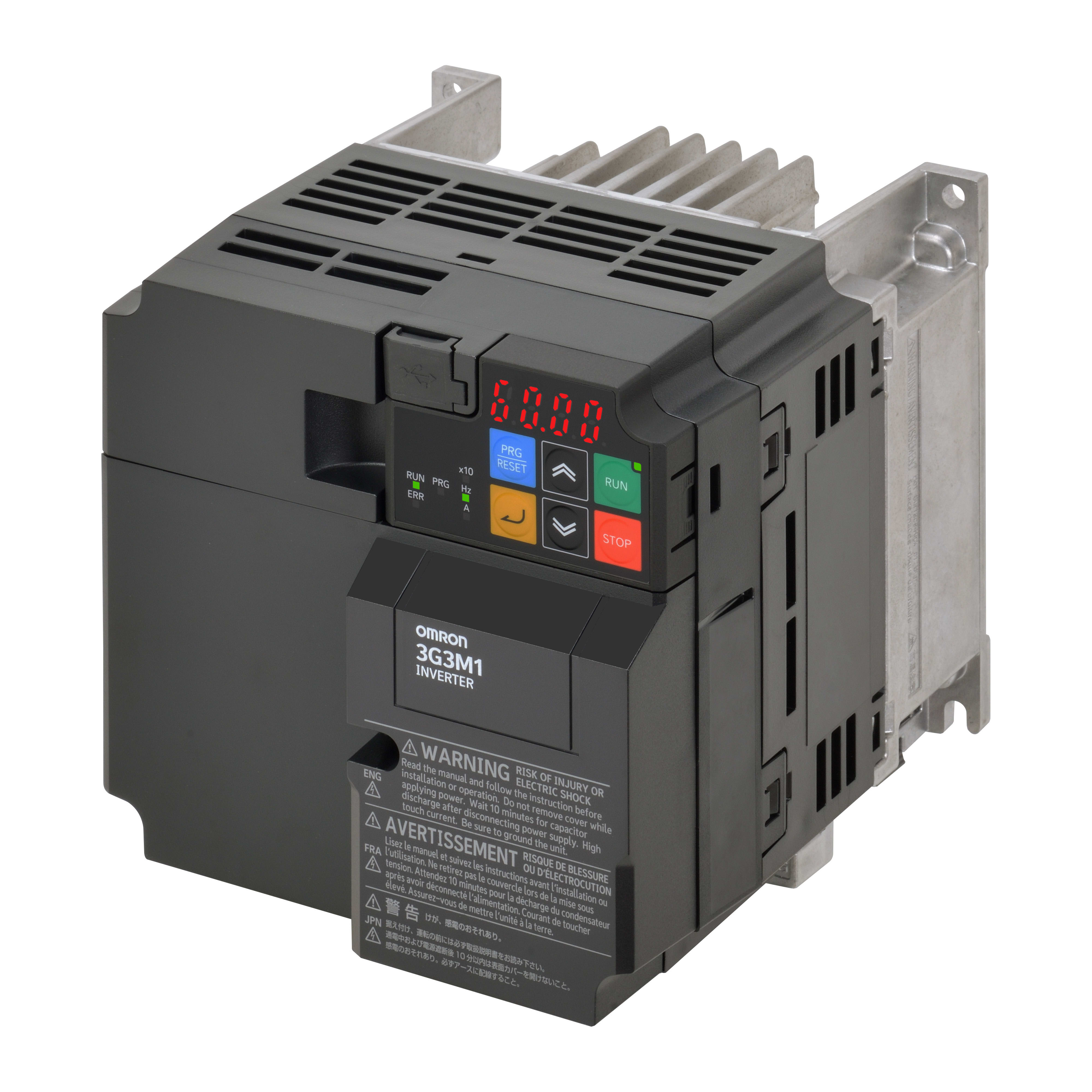 OMRON ELECTRONICS - Convertitore di frequenza M1, 2,2/2,7 kW (HD/ND), 11/12 A (HD/ND), 200 V CA, ingresso 1~, vettore sensorless, max. frequenza di uscita 590Hz